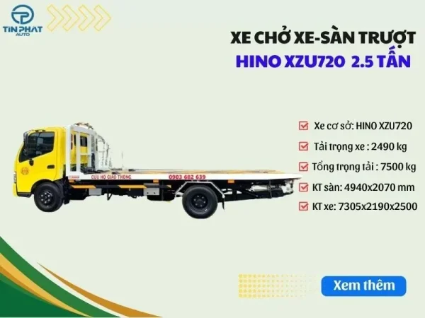 Xe Cứu Hộ Hino XZU720L 2.5 Tấn-Cứu Hộ Sàn Trượt