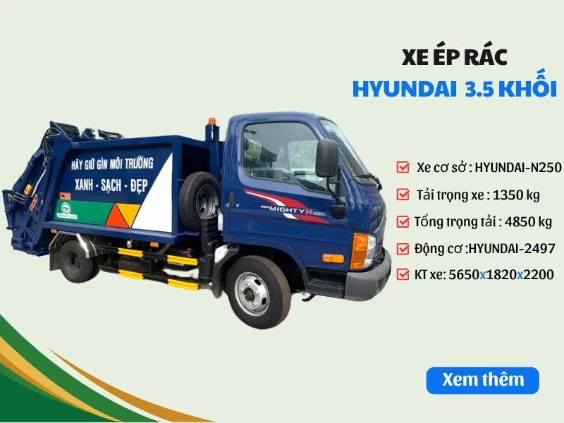 Xe Ép Rác Hyundai 3.5 Khối