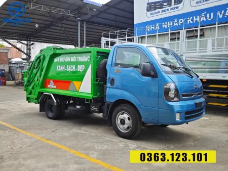 xe ép rác 3 khối Thaco Kia 250- máng xúc.