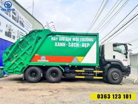 Xe Ép Rác 22 Khối Isuzu Fvz-cơ cấu máng xúc