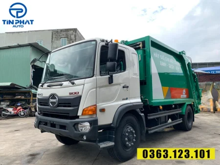Xe Tải Ép Rác Hino 14 Khối- máng xúc