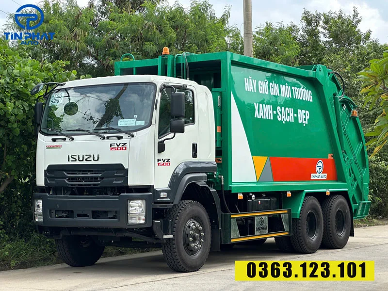 Xe cuốn ép rác 22 khối Isuzu - Thùng inox